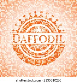 Daffodil orange mosaic emblem. Vector Illustration. Detailed. 