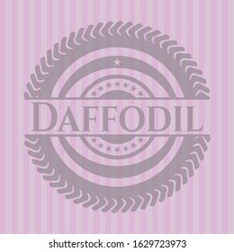 Daffodil pink emblem. Retro. Vector Illustration. Detailed.