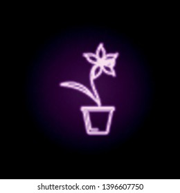 daffodil in pot neon icon. Elements of flower set. Simple icon for websites, web design, mobile app, info graphics