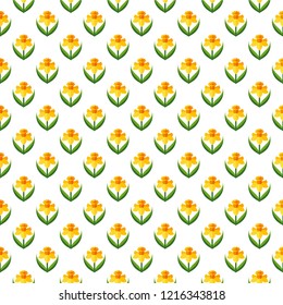 Daffodil seamless pattern, st david symbol of wales, uk, vector