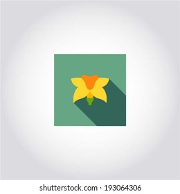 Daffodil - sybol of Wales (UK) floral icon, web symbol, app design element, vector illustration