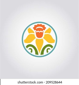 Daffodil - symbol of Wales (UK) - design element, app symbol, web design. Vector illustration