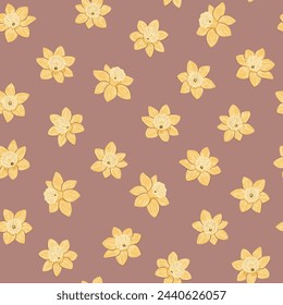 Daffodils background. Spring floral seamless pattern.