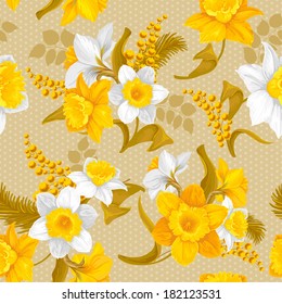 Daffodils. Beautiful spring flowers, isolated on white background. Vector illustration.