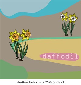Daffodils bloomed on a calm background