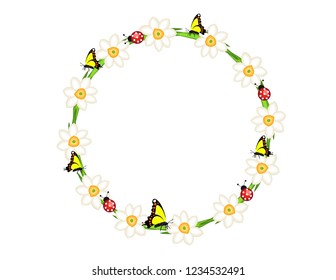 Daffodils with butterflies frame