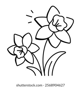 Daffodils icon in drawing style 

