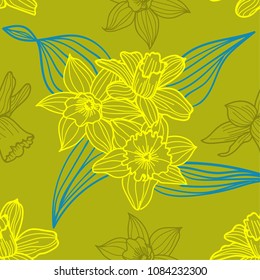 Daffodils Summer Flowers pattern background
