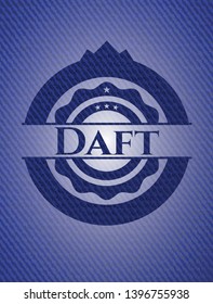 Daft emblem with denim texture. Vector Illustration. Detailed.