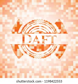 Daft orange mosaic emblem with background