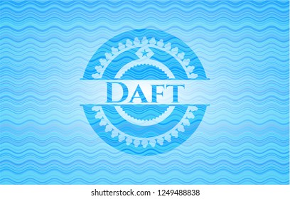 Daft sky blue water wave emblem background.