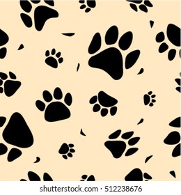 Dag paws, footprints, vector seamless pattern background