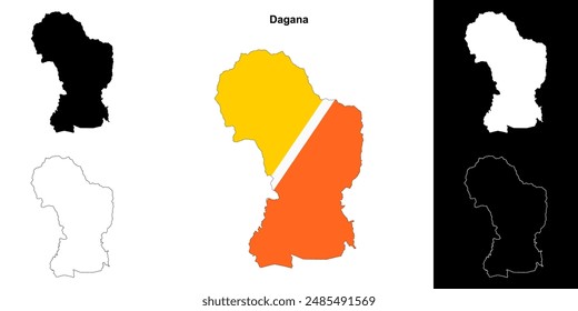 Dagana district outline map set