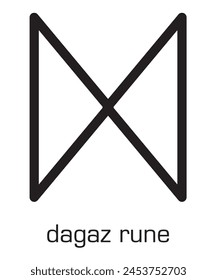 Dagaz Rune. Symbol für den Tag der Dämmerung. Mystische, esoterische, okkulte, magische Glyphen. Symbol schwarze Farbe isoliert auf weißem Hintergrund. Vektorillustration