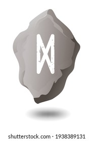 DAGAZ STONE RUNE ON A WHITE BACKGROUND IN VECTOR