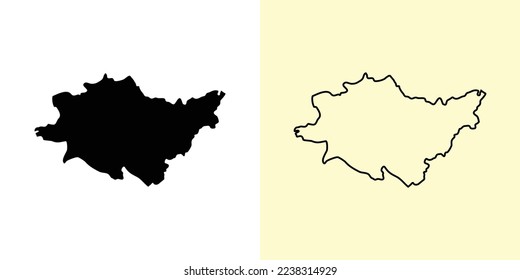 Dagda map, Latvia, Europe. Filled and outline map designs. Vector illustration