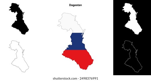 Dagestan blank outline map set