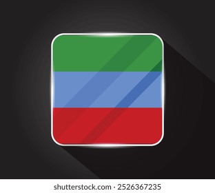 Ilustración de icono cuadrado brillante de la bandera de Daguestán 