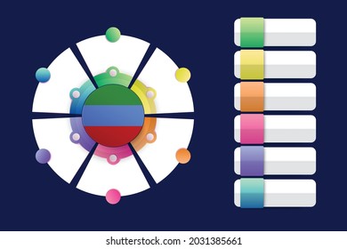 Dagestan Flag with Infographic Design Incorporate with divided round shape. Vector illustration.