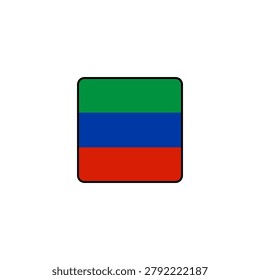 Dagestan flag on white background, dagestan flag vector, dagestan national flag, dagestan country flag, flat style icon for web, design, business.