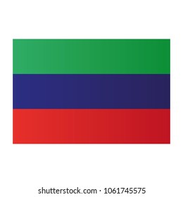 Dagestan Republic national flag on white background texture. Vector, illustration, symbol federal subject of Russia.