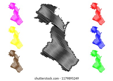 Dagestan (Russia, Subjects of the Russian Federation, Republics of Russia) map vector illustration, scribble sketch  Republic of Dagestan map