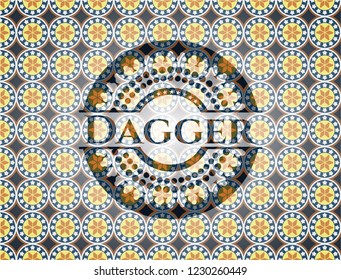 Dagger arabic emblem background. Arabesque decoration.