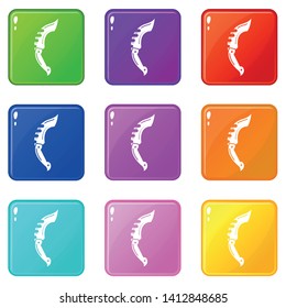 Dagger battle icons set 9 color collection isolated on white for any design