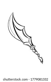 Dagger black and white graphics. Vintage game knife. Stock vector illustration

