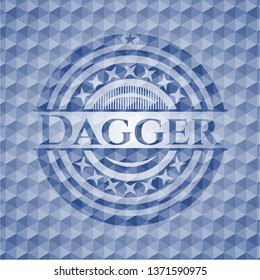 Dagger blue polygonal badge.