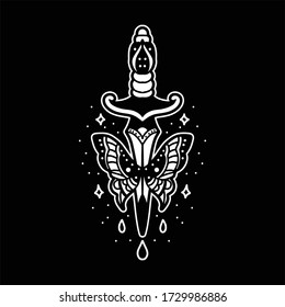 diseño vectorial de líneas de marea daga y mariposa