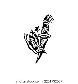 dagger and butterfly vector illustration