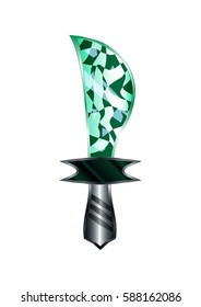 Dagger Cartoon Medieval Weapon Isolated on White Background Element. Sword Vector Illustration Icon Can be used for RPG, Web, Mobile App, Infographics. Game asset.