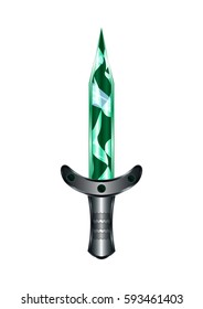 Dagger Cartoon Medieval Weapon Isolated on White Background Element. Scabbard Vector Illustration Icon Can be used for RPG, Web, Mobile App, Infographics. Game asset.