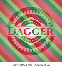 Dagger christmas colors style badge. Vector Illustration. Detailed. 