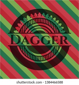 Dagger christmas style emblem. Vector Illustration. Detailed.