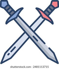 Dagger Crossed linear color illustration icon