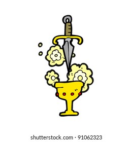 dagger and cup cartoon symbol