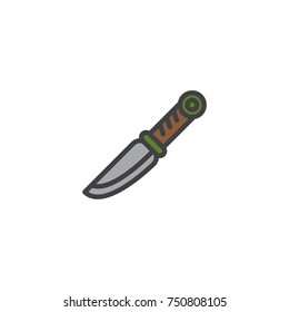 Dagger filled outline icon, line vector sign, linear colorful pictogram isolated on white. Dirk knife symbol, logo illustration. Pixel perfect vector graphics