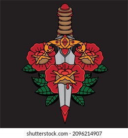 dagger and flower art design