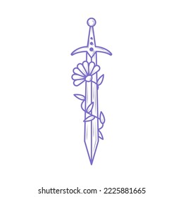 dagger and flower esoteric icon isolated