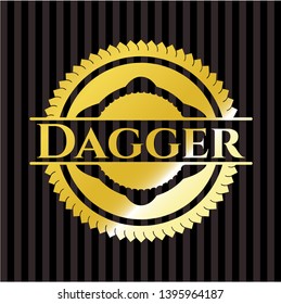 Dagger gold emblem or badge. Vector Illustration. Detailed.