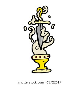 dagger and grail symbol cartoon