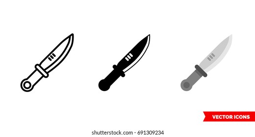Dagger icon of 3 types: color, black and white. Isolated vector sign symbol.