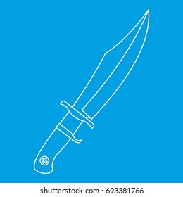 Dagger icon blue outline style isolated vector illustration. Thin line sign