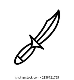 Dagger Icon. Line Art Style Design Isolated On White Background