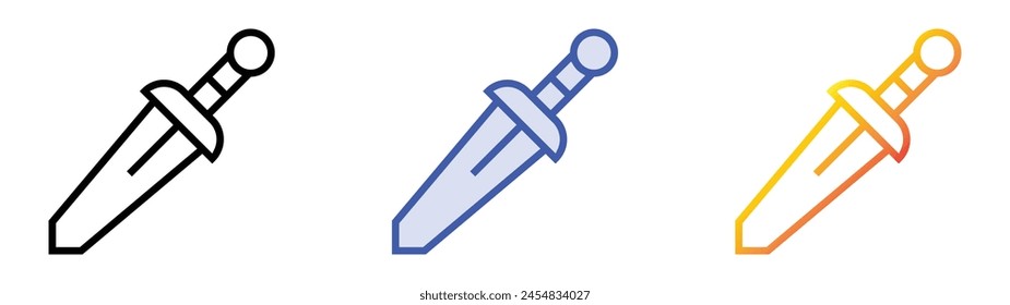 dagger icon. Linear, Blue Fill and Gradient Style Design Isolated On White Background