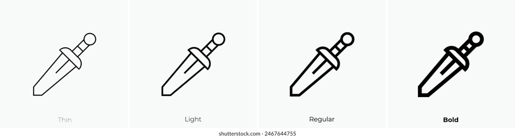 dagger icon. Thin, Light Regular And Bold style design isolated on white background