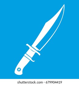 Dagger icon white isolated on blue background vector illustration