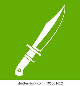 Dagger icon white isolated on green background. Vector illustration